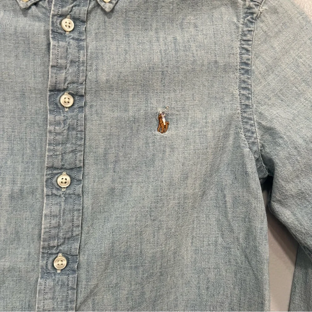 Ralph Lauren boy button up denim shirt size 10‎